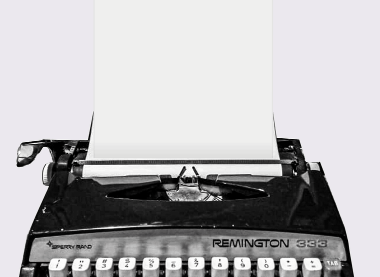 The Remington 333 typing a card from the REMMY333 Typewriter Series